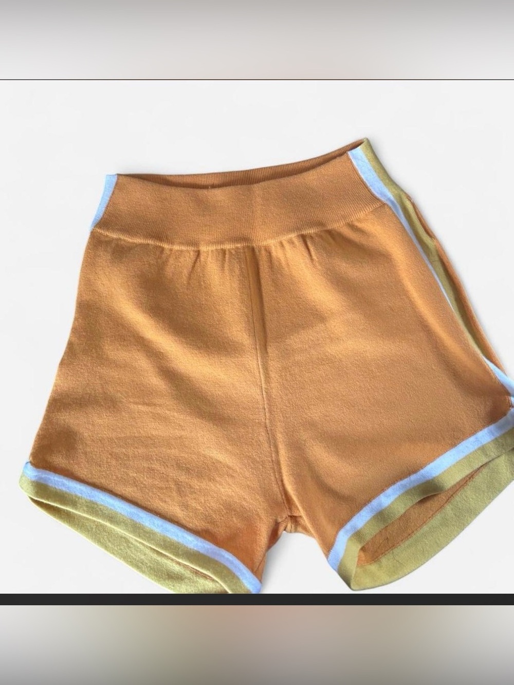 Nagnata Orange Knit Shorts with Blue and Yellow Trim